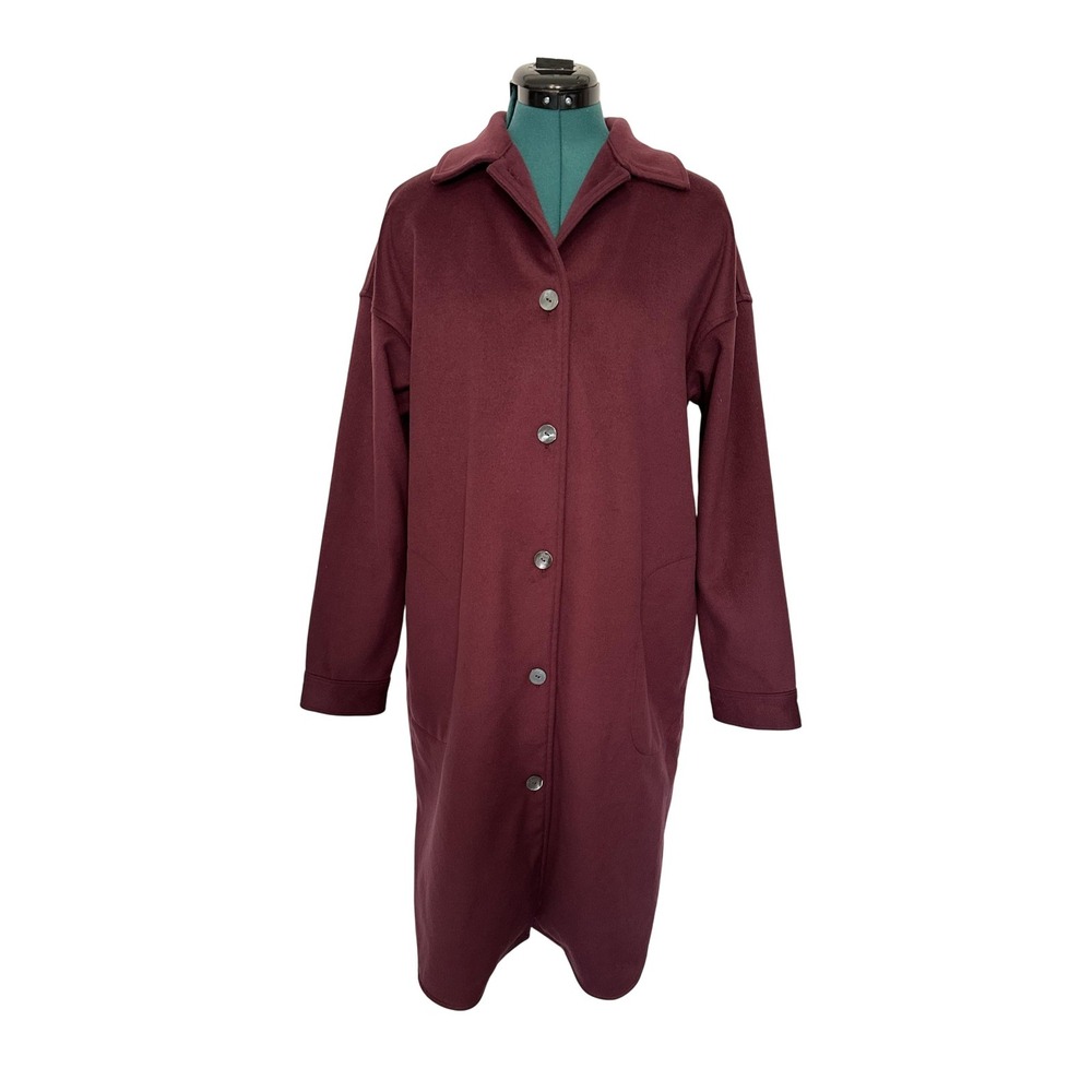 Pure Jill Coat Womens Medium Button Front Shirt Jacket‎ Long Pockets Chic